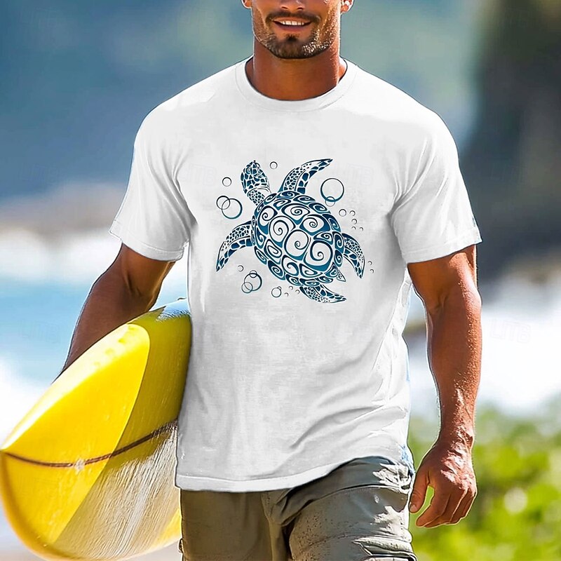 Men's Tropical Turtle T Shirt Short Sleeve T shirt 3D Print Crew Neck Shirt Vacation Fashion Street Sports Outdoor Daily Black White Blue Summer Spring Clothing Apparel S M L XL XXL XXXL4
