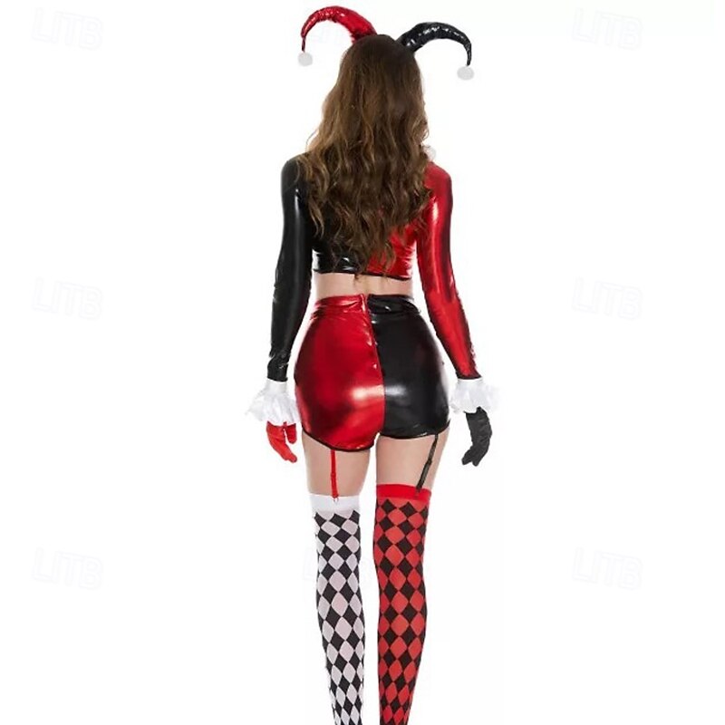 Harley Quinn Clown Halloween Outfits Costume Circus Carnival Costume Cosplay Adults Women's Carnival Mardi Gras Performance Party Stage Easy Halloween Costumes Dress Up2
