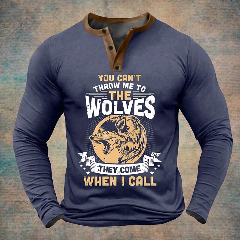 Men's Letter Henley Shirt Long Sleeve Print Daily Casual Daily Winter Spring &  Fall Black Light Green Blue Green Henley Henley T-Shirt4