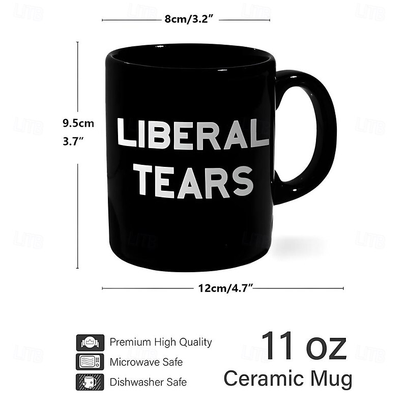 Liberal Tears Mug Black Graphic Coffee Mug Gift For Conservative Supporters 330ml/12oz Ceramics Cup Retro Vintage Design3