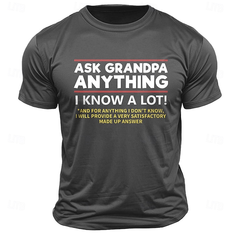 Men's Funny Letter Print Grandpa T Shirt Tee Top 100% Cotton Short Sleeve Graphic Shirt Black Dark Grey Army Green Comfortable Tee Street Sports Outdoor Fashion Designer Clothing4