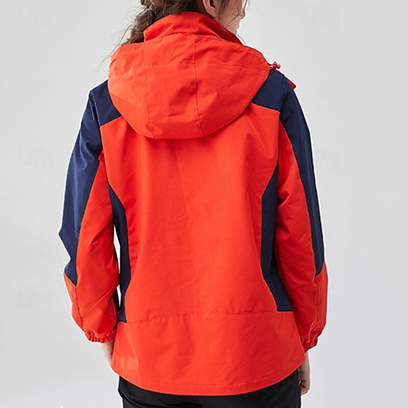 Women's Hiking Jacket Winter Outdoor Color Block Fleece Lining Windproof Water Resistant 3-in-1 Jacket Fleece Jackets Windbreaker Jacket Traveling Pink Light Purple Purple Orange Rose Red3