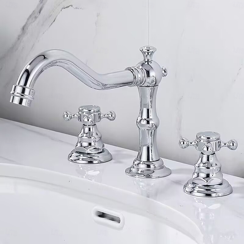 Contain Cold and Hot Switch Brass Bathroom Faucet Brushed Finish Antique Copper Two Handles Widespread Bathroom Sink Faucet3