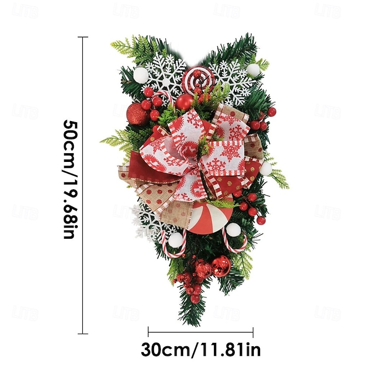 Christmas Wreath Outdoor for Front Door Winter Wreath Window Wall Decoration Peppermint Candy Cane Wreath Christmas Upside Down Tree Christmas Door Christmas Candy Upside Down Tree2