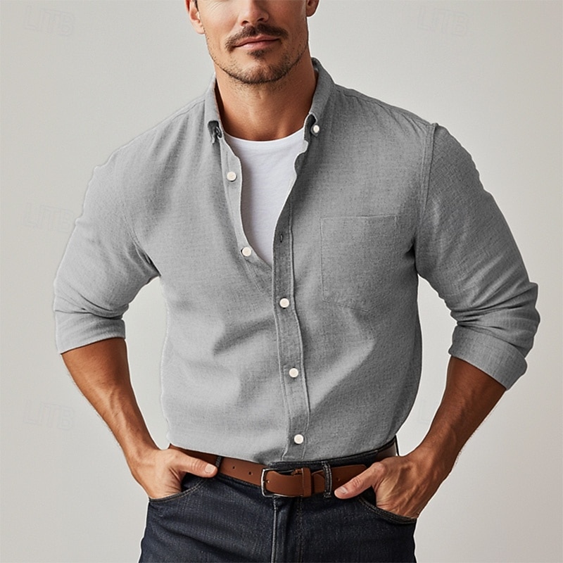 Men's Dress Shirt Button Down Shirt Oxford Shirt Graphic Prints Wedding Party Light Pink Light Blue Black White Long Sleeve Square Neck All Seasons Clothing Apparel Pocket