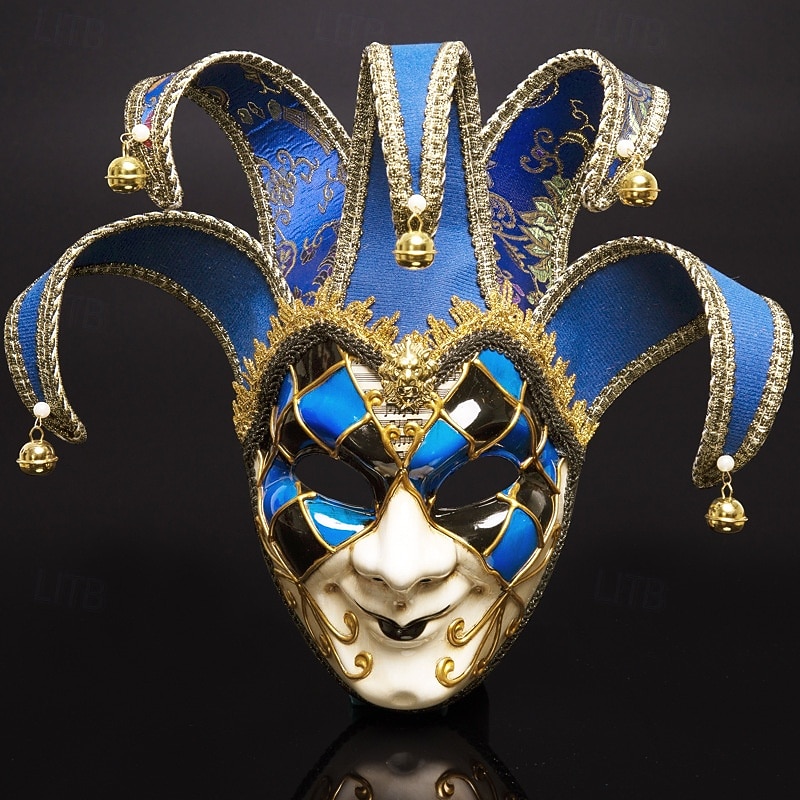 Harlequin Halloween Venetian Mask Arlecchino Carnival Mask Full Face Adults' Men's Halloween Carnival Mardi Gras Party Masquerade Carnival of Venice Easy Halloween Costumes Dress Up