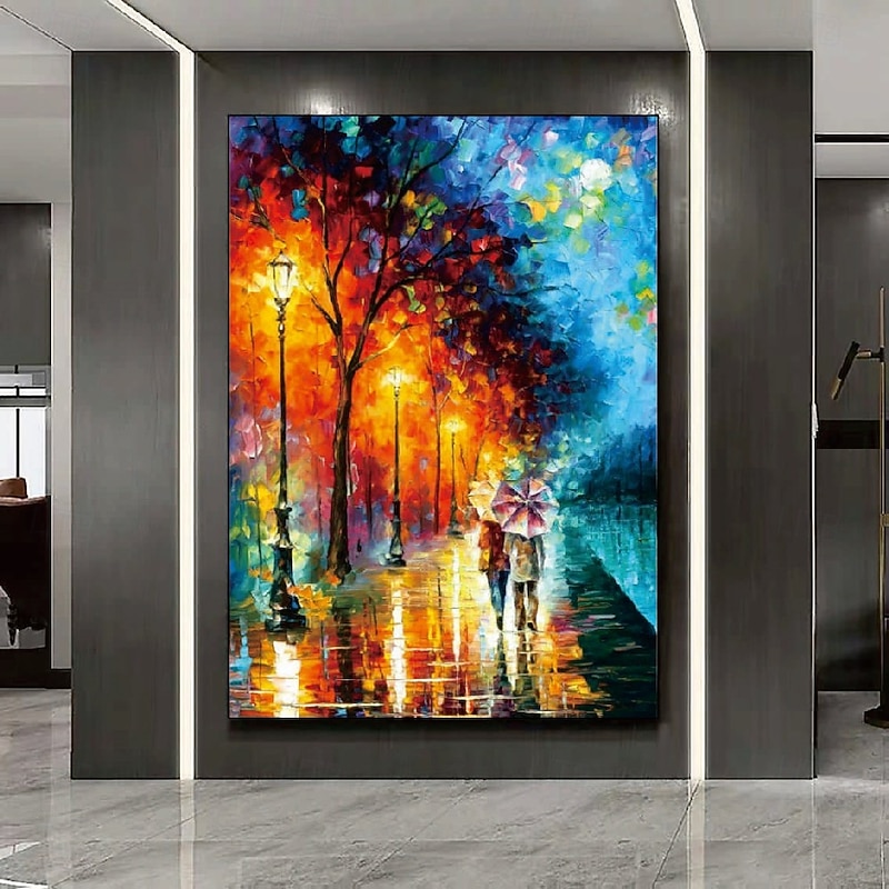 Handmade Couple lovers Oil painting handmade Hugging Couple lovers oil painting - Hand Painted Impressionist Paris Lovers Oil Painting On Canvas Palette Knife Art oil paintings gift for living room2