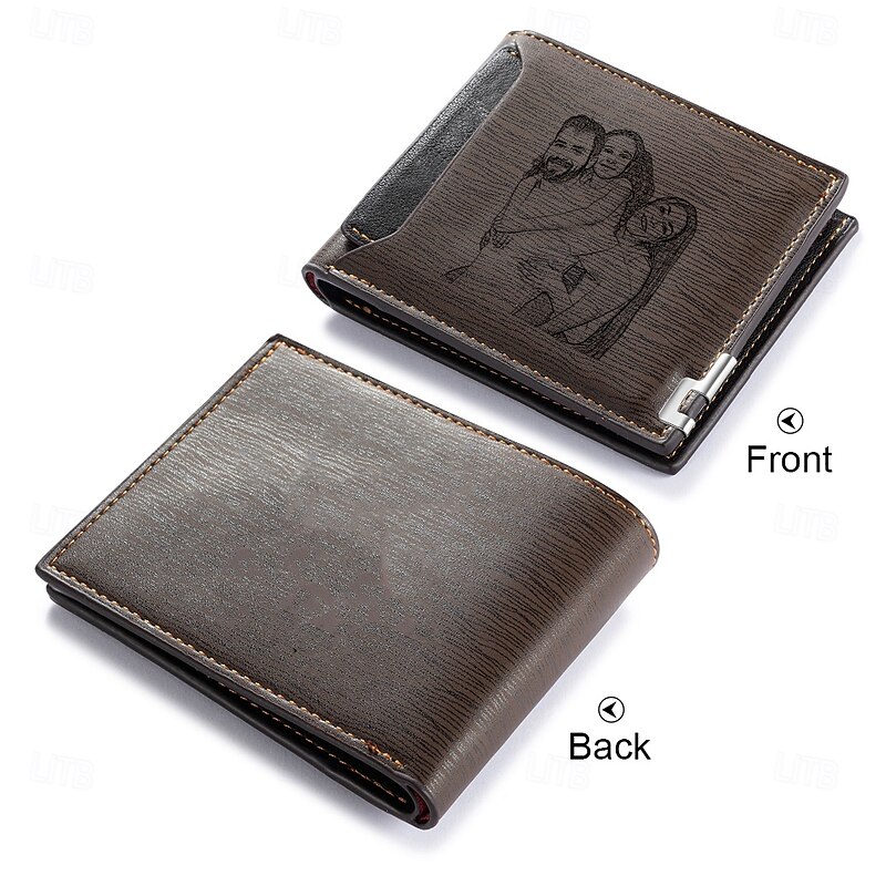 Personalized Photo Leather Wallet Custom Best Gift for Dad, Engraved Bifold Wallet for Men, Husband, Son, Birthday, Christmas, Anniversary, Wedding Gift3
