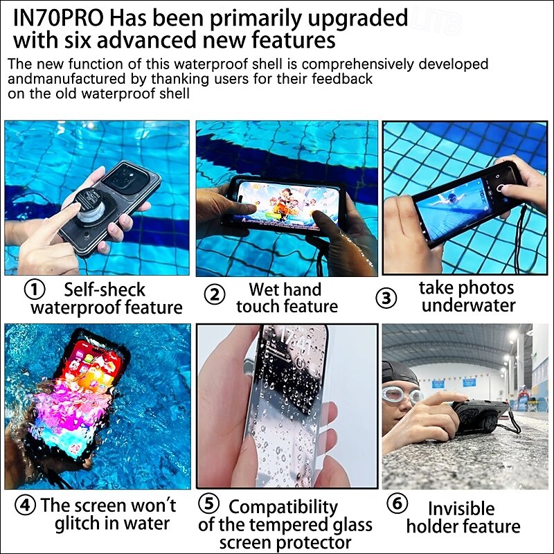 1 Pack Waterproof Phone Pouch Portable Water Resistant Dustproof [30m / 98ft] Phone Case Dry Bag Mobile Rain Cover for For iPhone 14 Pro Max 13 12 Mini 11 Samsung Galaxy S22 Plus S21 FE A73 A533