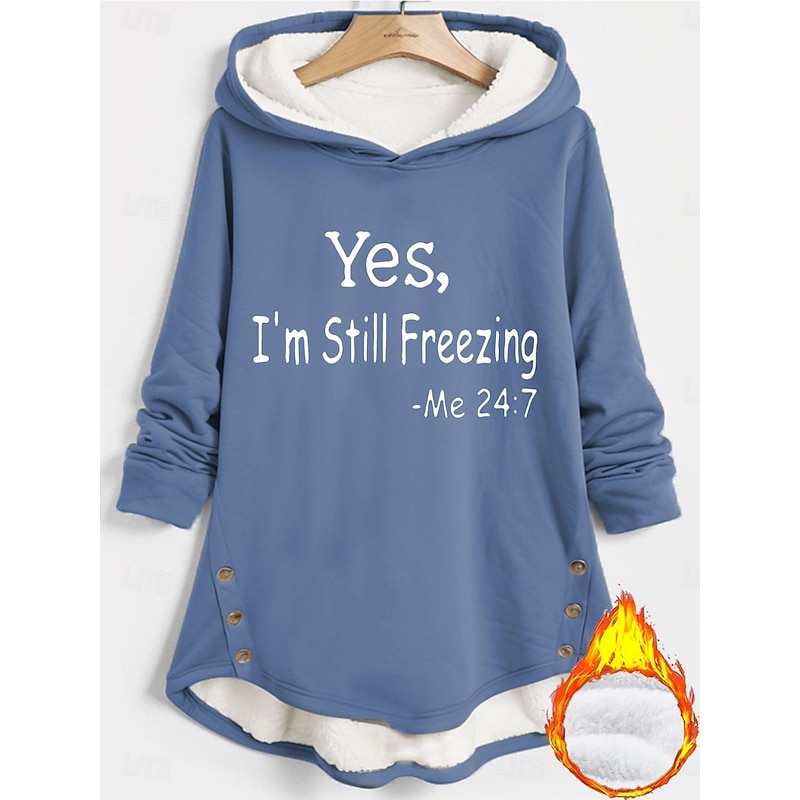 Women's Hoodie Sweatshirt Pullover Fleece Lined Warm Pajamas Sherpa Letter Casual Sports Print Warm Fuzzy Comfrt Long Sleeve Top Micro-elastic Fall & Winter Comfrt Breathable Soft Fabric4