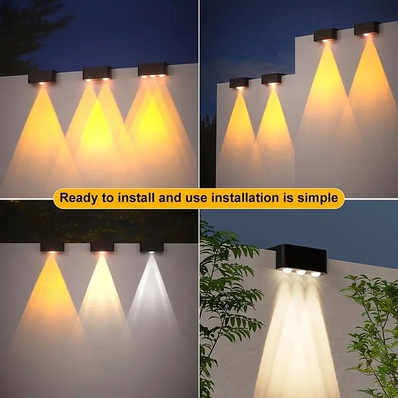 4/8pcs Solar Powered Outdoor Wall Lights Garden Pathway Step Lights High-Efficiency Silicon Panels No Wiring Required Optical Control with Installation Hardware4