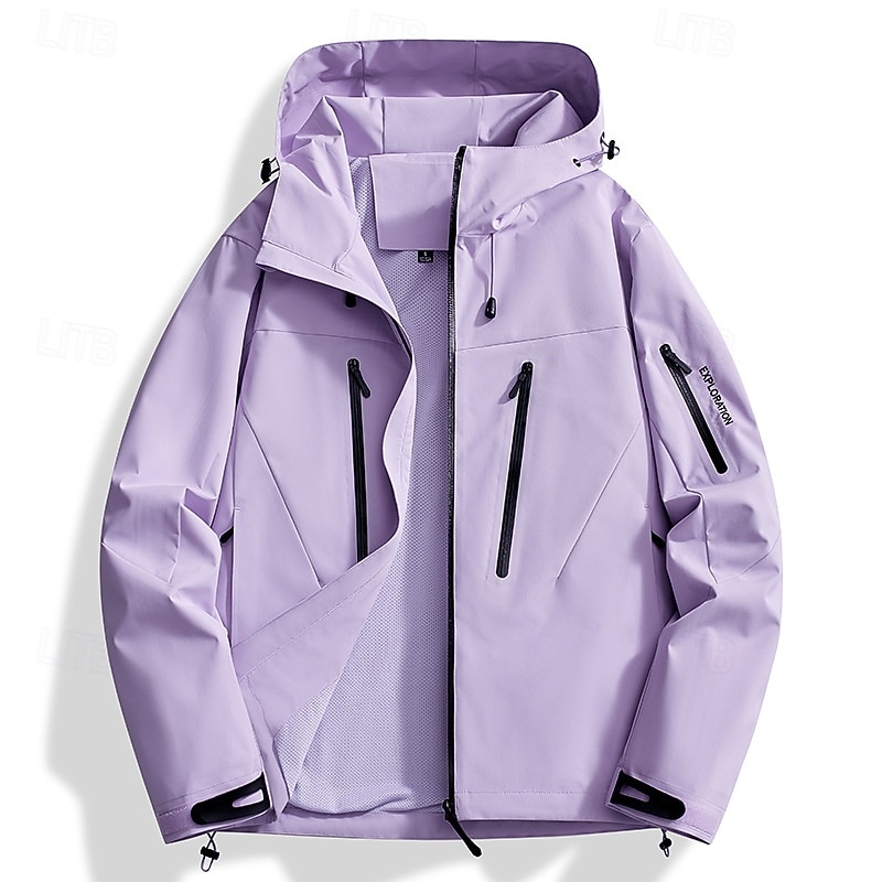 Women's Hiking Jacket Outdoor Waterproof Windproof Front Zipper Lightweight Jacket Full Zip Camping / Hiking / Caving Violet Black Ivory Yellow Pink