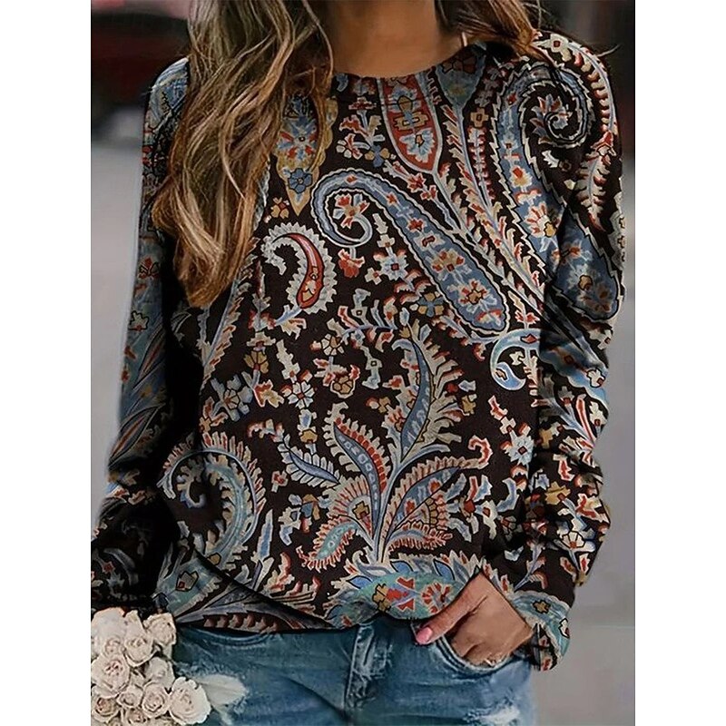 Women's Sweatshirt Casual Graphic Street Dailywear Crew Neck Print Long Sleeve Black Fall Winter