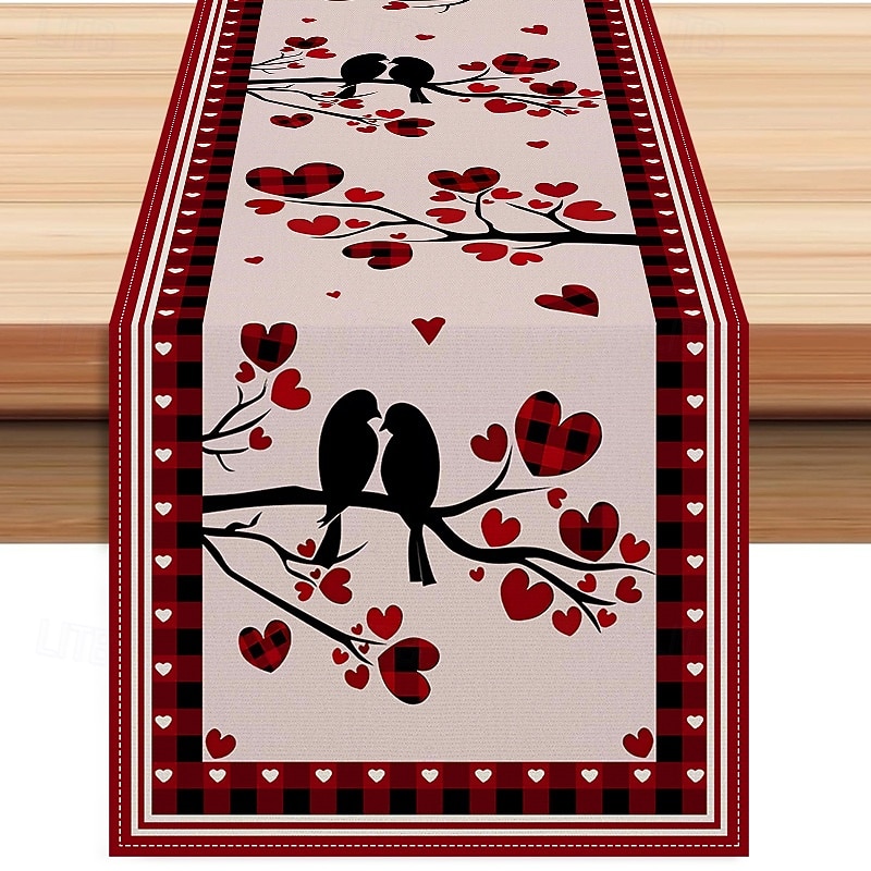 Valentine's Day Rose Table Runner Romantic Floral Table Decor with Elegant Rose Design Perfect for Adding a Touch of Love and Elegance to Your Valentine's Day Dinner Setup