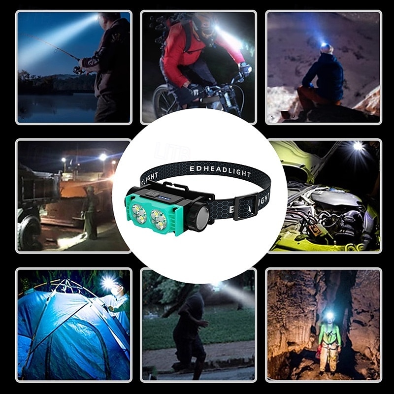 Ultra-Light USB Rechargeable HeadLamp with Magnet & Power Display - 3 Modes Portable & Bright for Night Work Hiking Camping Travel & Dog Walks (Batteries Included)