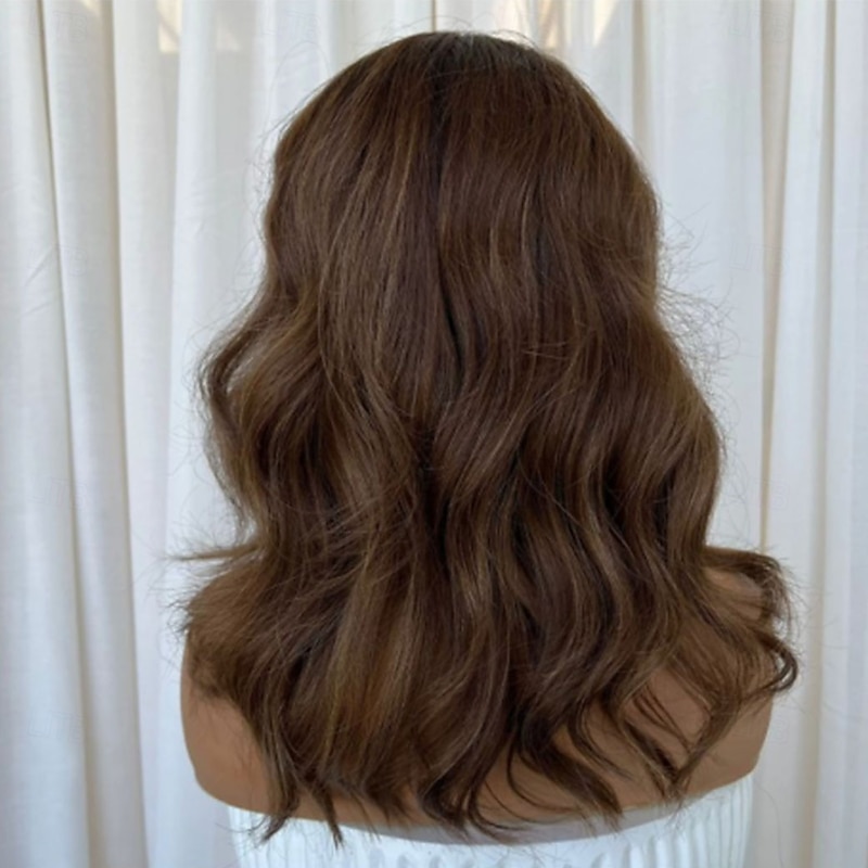 Remy Human Hair 5x5 Closure 13x4 Lace Front Wig Middle Part Brazilian Hair Wavy Brown Wig 130% 150% Density with Baby Hair 100% Virgin Glueless Pre-Plucked For Women Long Human Hair Lace Wig3