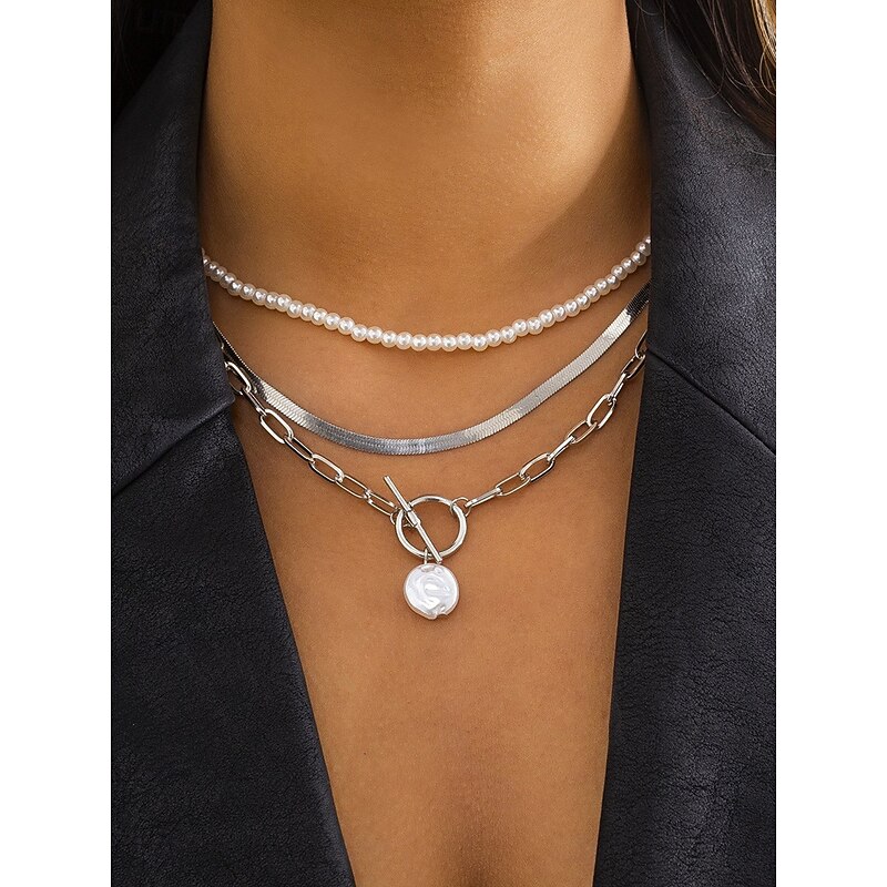 Choker Necklace Chrome Women's Punk Fashion Layered irregular Necklace For Wedding Valentine's Day Street2