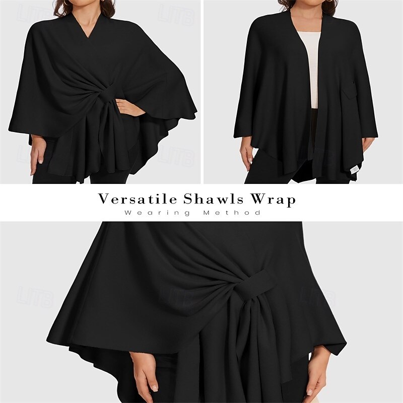 Shawl Wraps for Women Cross Front Poncho Sweater Knitted Cape Soft Warm Elegant for Fall Winter Spring Wedding4