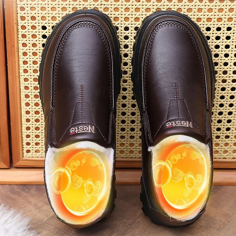 Men's Casual Cozy and Warm Faux Leather Slip-on Shoes with Fur Lining - Perfect for Winter Outdoor Activities2