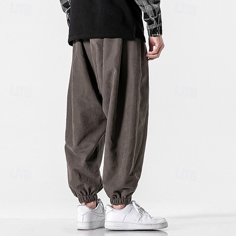 Men's Joggers Cropped Pants Carrot Pants Casual Pants Pocket Drawstring Elastic Waist Plain Comfort Sports Outdoor Daily Fashion Casual Black Gray Micro-elastic3