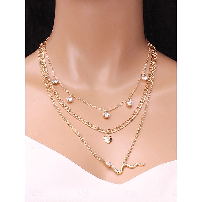 Choker Necklace Chrome Gold Women's Elegant Artistic Layered Necklace For Wedding Party Valentine's Day2