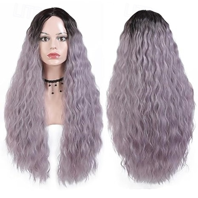 Synthetic Cosplay Wig Long Trendy Wig Heat Resistant Fiber Kinky Curly Hair Natural Looking Easy to Install Wig for Women Party Cosplay Halloween4