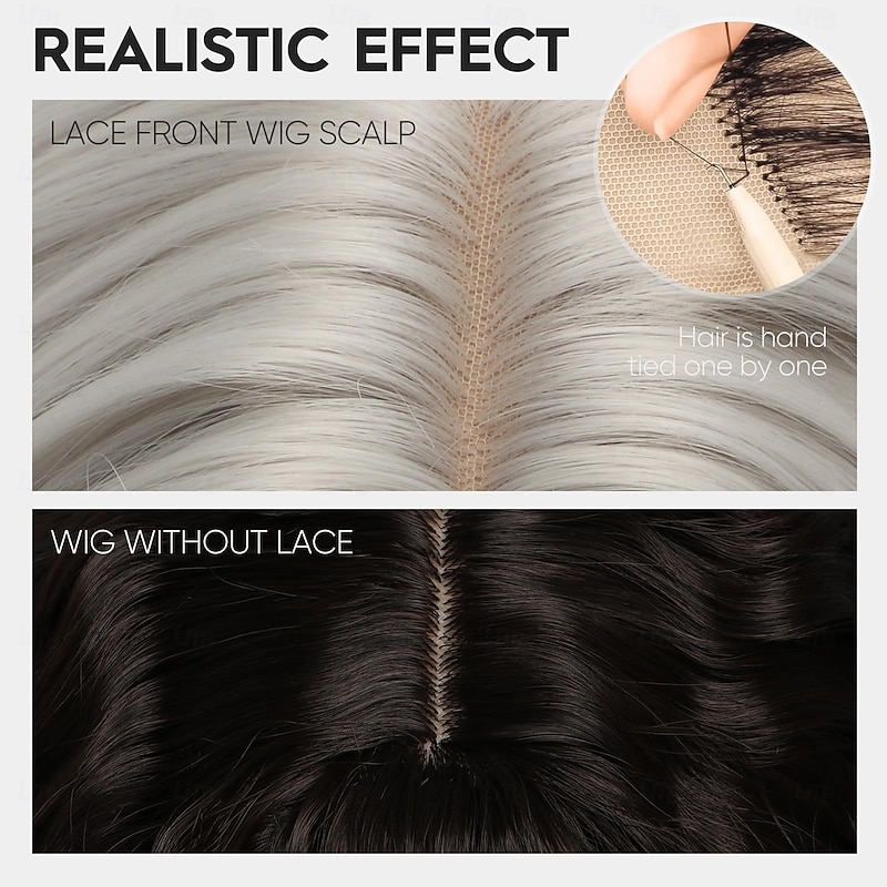 Short Wavy Wigs for Women Shoulder Length Middle Part Curly Wavy Bob Wigs Natural Looking Synthetic Heat Resistant Fiber Wig for Daily Party Use4