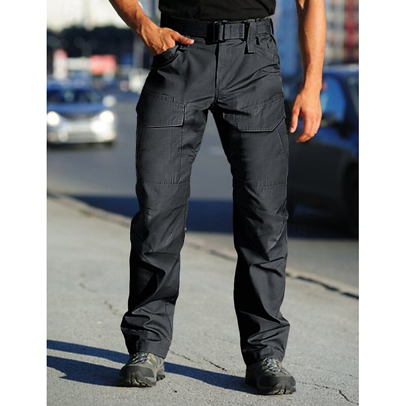 Men's Cargo Pants Cargo Trousers Tactical Pants Trousers Elastic Waist Multi Pocket Straight Leg Plain Waterproof Breathable Full Length Outdoor Daily Camping & Hiking Fashion Streetwear Black Green3