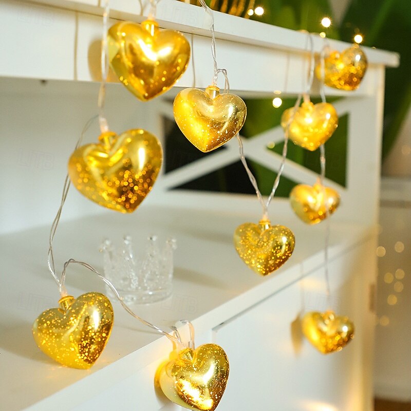 LED Love Shaped Fairy String Lights 1.5m 10LEDs 3m 20LEDs Battery Powered Christmas New Year Valentine's Day Wedding Party Romantic Atmosphere Decor Light4