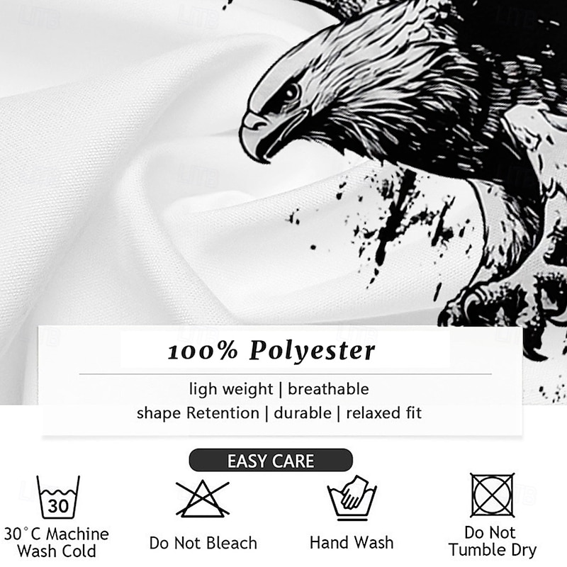 Men's Eagle Cross Button Up Shirt Long Sleeve Fashion Casual Outdoor Street Daily Fall Winter Spring & Summer Shirt Collar Button Up 3D Print White3