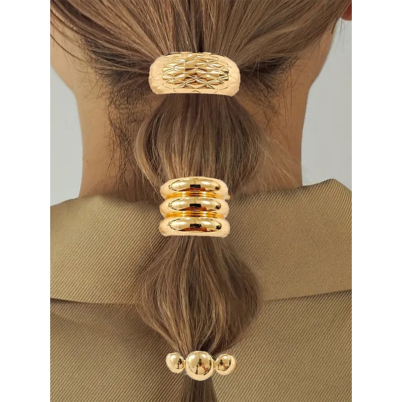 Women's Gold Tone Hair Scrunchies with Elastic Band - Versatile and Stylish for Everyday Wear