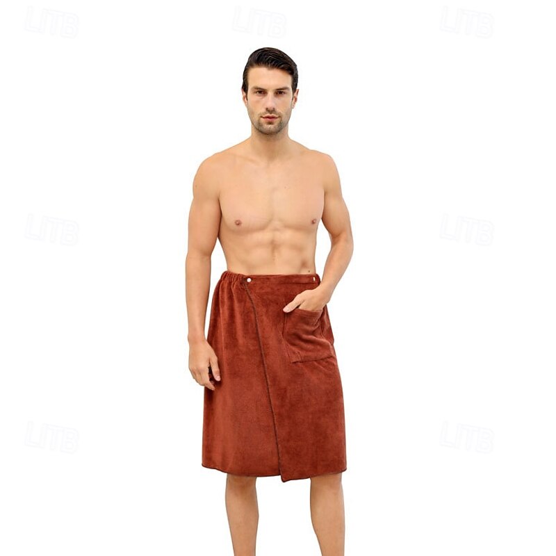 Men's Bath Towel Wearable and Wrapable Soft and Absorbent Extra-large Size Bathrobe-style Home-use Long Towel3