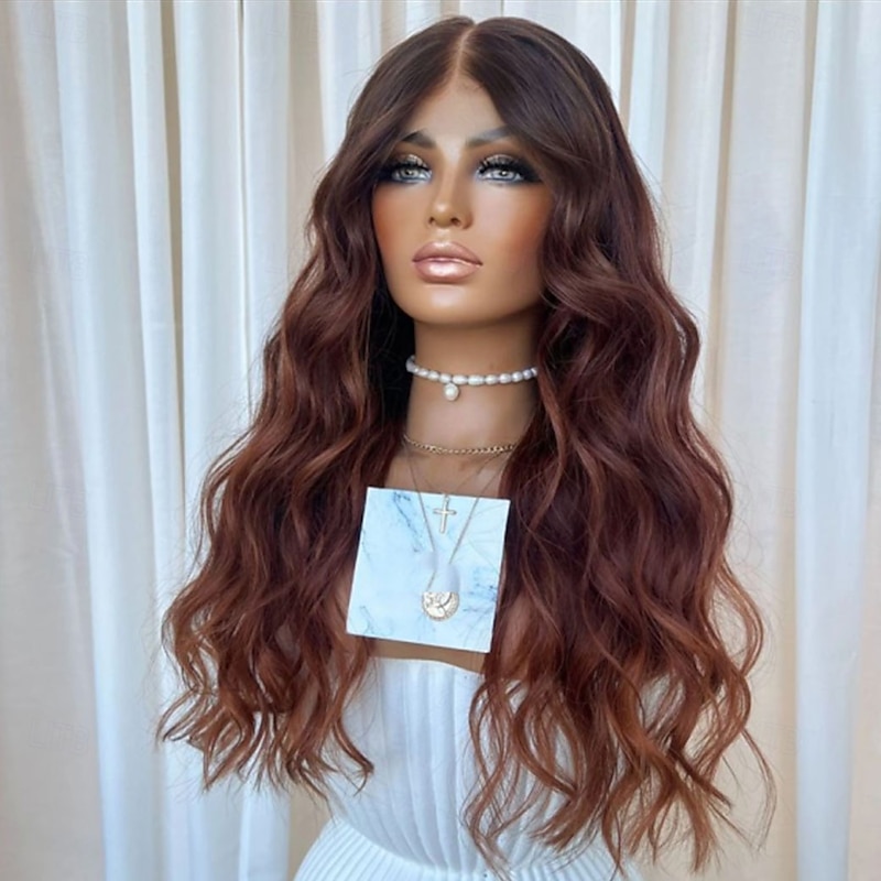 Remy Human Hair 5x5 Closure 13x4 Lace Front Wig Middle Part Brazilian Hair Wavy Loose Wave Multi-color Wig 130% 150% Density with Baby Hair Ombre Hair Glueless Pre-Plucked For Women Long Human Hair