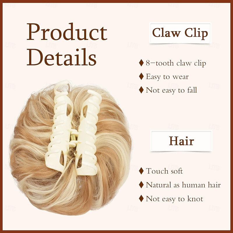 Claw Clip Messy Bun Hair Piece Wavy Curly Hair Bun Clip in Claw Chignon Ponytail Hairpieces Synthetic Tousled Updo Hair Extensions Scrunchie Hairpiece for Women4