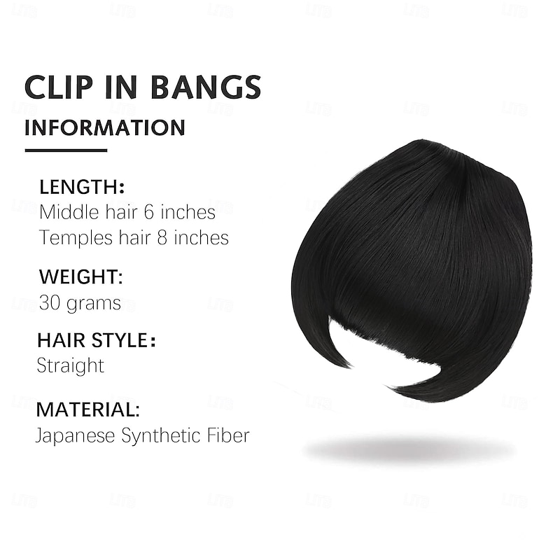 Bangs Hair Clip in Bangs Synthetic Hair Extensions Front Fringe French Bangs with Temples Hairpiece for Women Curved Bangs4