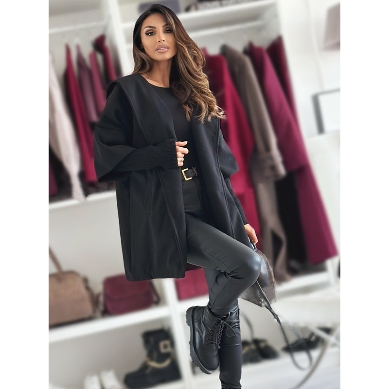 Women's Coat Warm Comfortable Buttons Elegant Solid Color Casual Daily Single Breasted Lapel Regular Fit Long Sleeve Outerwear Black Wine Khaki Winter
