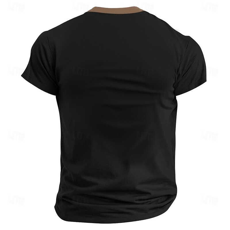 Men's Thanksgiving Day Turkey T shirt Short Sleeve 3D Print Sports Fashion Street Sports Outdoor Festival Summer Spring Black Henley Henley T-Shirt2