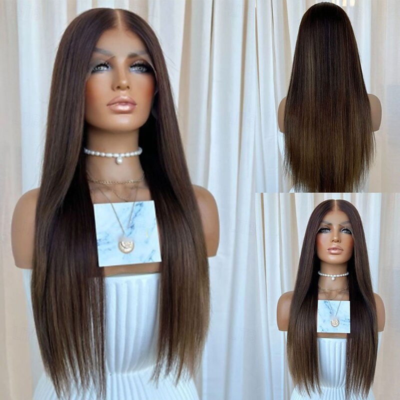 Remy Human Hair 5x5 Closure 13x4 Lace Front Wig Layered Haircut Brazilian Hair Straight Multi-color Wig 130% 150% Density Ombre Hair Highlighted / Balayage Hair 100% Virgin Glueless Pre-Plucked For