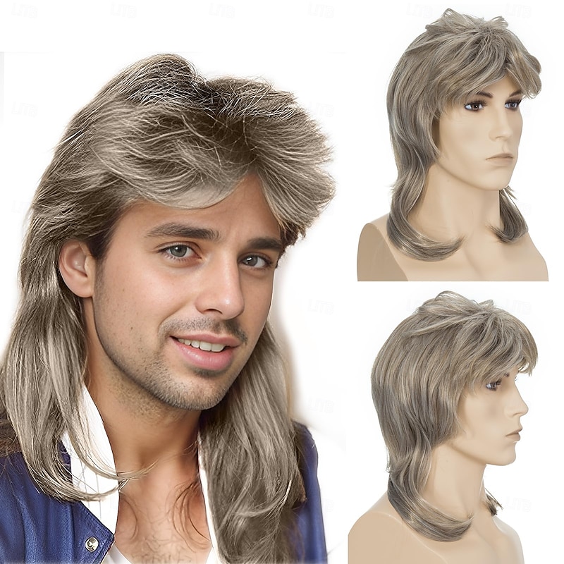 Wigs Natural Hair Short Curly Synthetic 80s Mullet Wigs Halloween Party Costumes for Women and Men Blonde