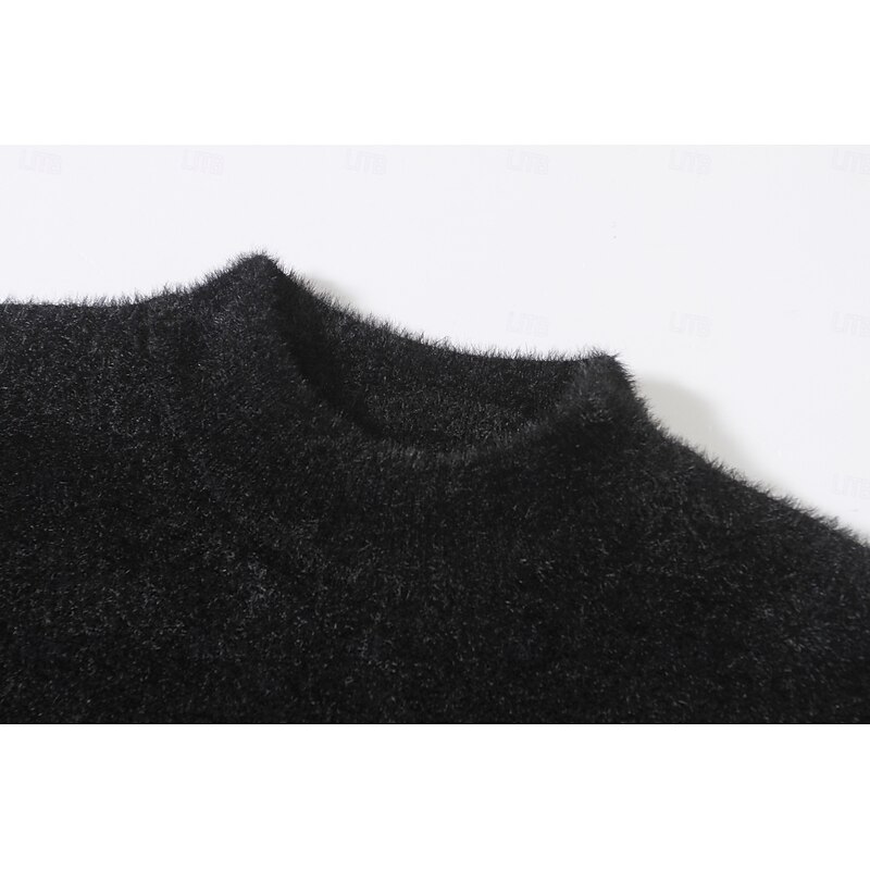 Men's Pullover Sweater Jumper Knit Sweater Ribbed Knit Regular Knitted Plaid / Striped / Chevron / Round Crew Neck Fashion Basic Daily Wear Date Clothing Apparel Fall & Winter Wine Blue S M L3