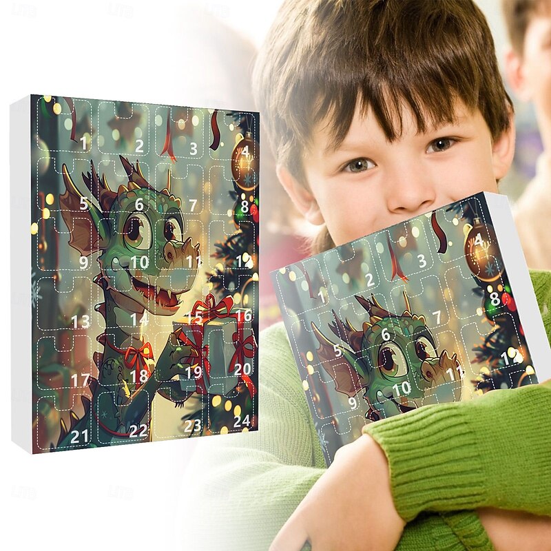 2025 Christmas Cartoon Dragon Holiday Advent Calendar Collectible Hanging Ornament Cute 2D Acrylic Christmas Tree Decorations Flat Fun Swing Cow Animal Pendants for Car Interior Wall4