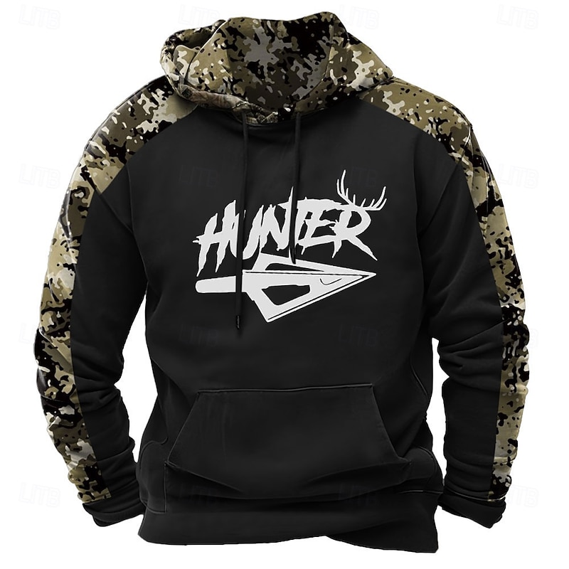 Men's Hoodie Black Brown Green Hooded Camouflage Camo / Camouflage 3D Print Cool Fall Winter Clothing Apparel Hoodies Sweatshirts
