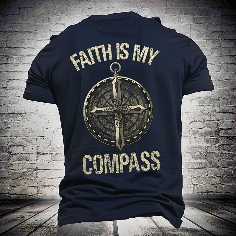 Men's T-Shirt Faith is My Compass Graphic Short Sleeve Lifestyle Spiritual