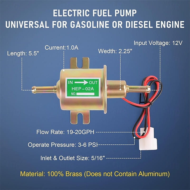 Universal Electric Fuel Pump Kit 12V/24V 3-6 PSI Low Pressure with Fuel Filter 6.56 FT 5/16" ID Fuel Line Replacement for Carburetor Lawn Mower Gas Diesel Fuel Transfer Pump3