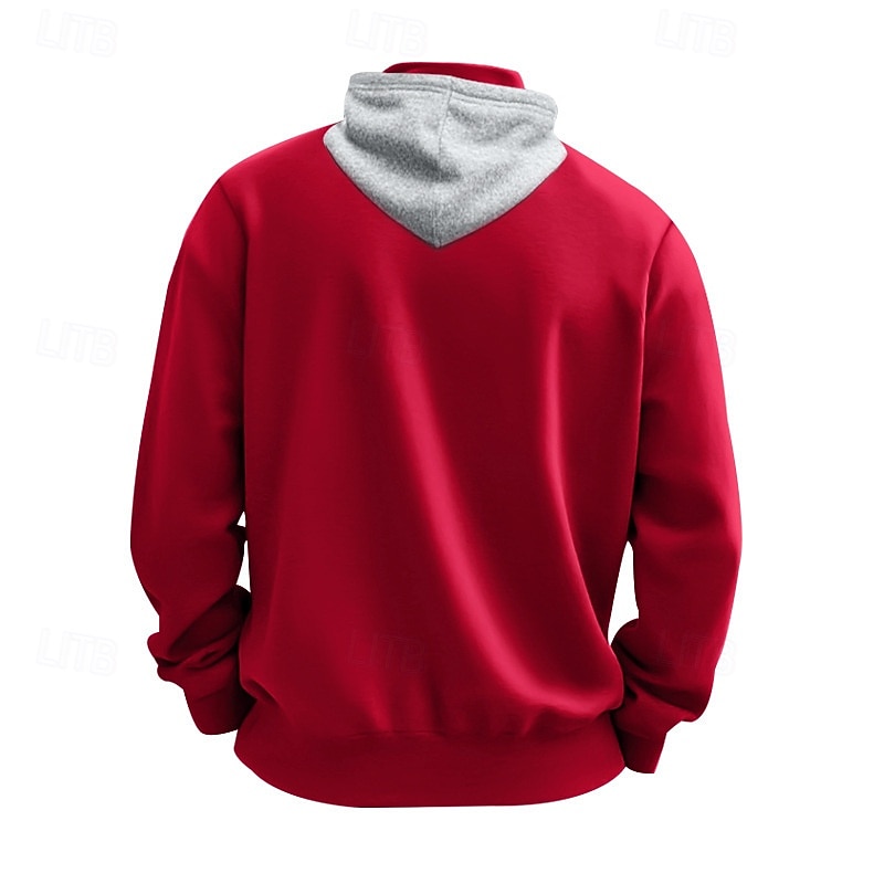 Men's Hoodie Quarter Zip Hoodie Apricot Black White Wine Red Hooded Plain Drawstring Sports & Outdoor Daily Holiday Polyester Streetwear Basic Casual Spring &  Fall Clothing Apparel Hoodies4