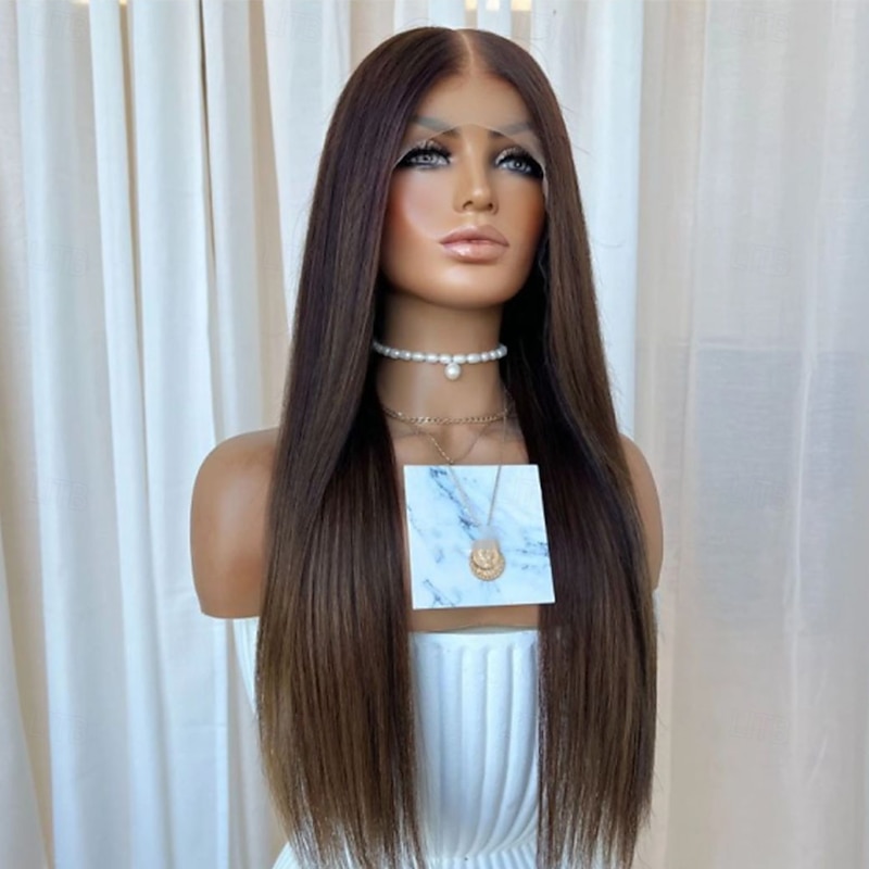 Remy Human Hair 5x5 Closure 13x4 Lace Front Wig Layered Haircut Brazilian Hair Straight Multi-color Wig 130% 150% Density Ombre Hair Highlighted / Balayage Hair 100% Virgin Glueless Pre-Plucked For3