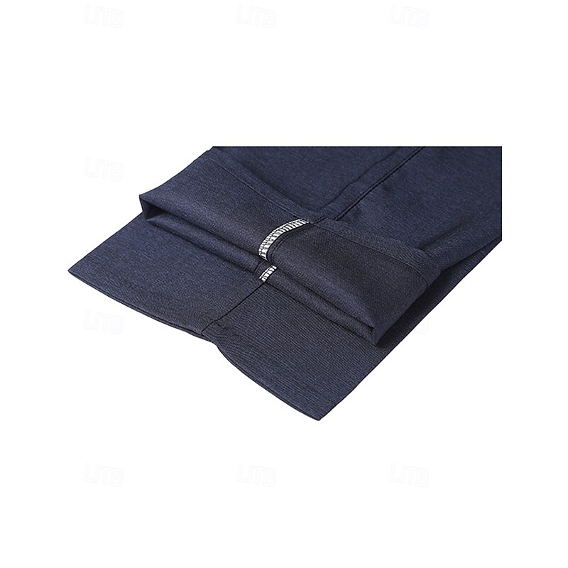 Men's Dress Pants Trousers Suit Pants Pocket Plain Comfort Breathable Outdoor Daily Going out Fashion Casual Black Dark Blue3
