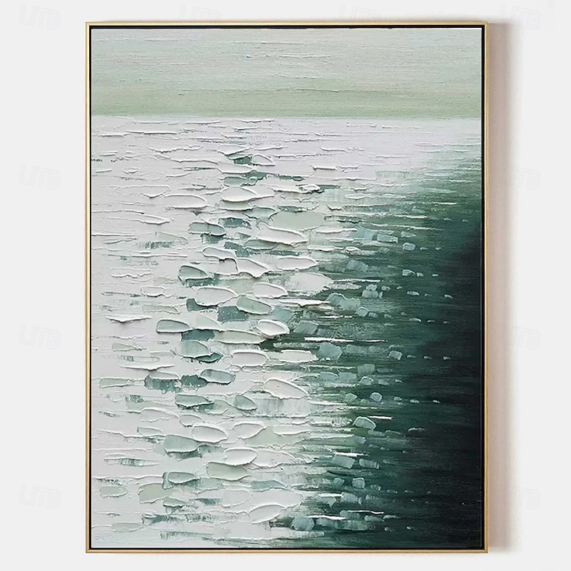 Abstract Green Wave Paintings On Canvas Large handmade Textured Ocean Wave Painting Blue and White Ocean Wave Art Coastal Wall Art oil painting on Canvas 3D Abstract Ocean Artwork Modern Home Decor