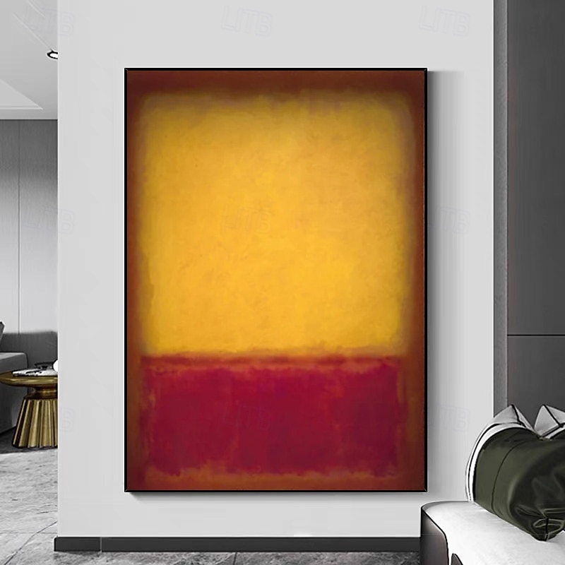 Yellow red set of 3 canvas Mark Rothko Hand-painted Oil Paintings Famous Colorful Rothko Handmade Minimalism art Painting Home Decor Gallery Wall Stretched Frame Ready to Hang4