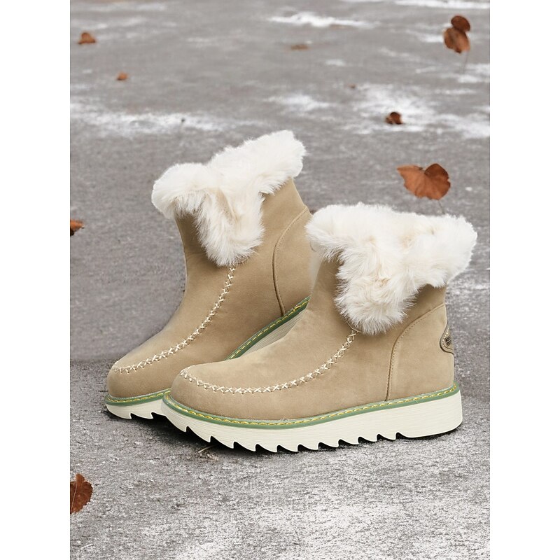 Women's Tan Faux Fur-Lined Winter Ankle Boots – Cozy Warmth with Non-Slip Sole for Cold Weather Style2